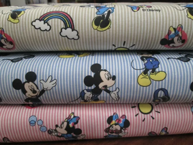 Tessuto 100% Cotone "Minnie E Mickey Mouse " Disney Cucito Creativo Cm50X140
