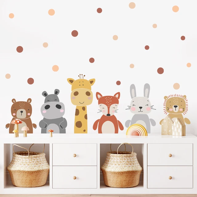 Cartoon Cute Rabbit Animals Dots Wall Sticker Nursery Vinyl Children's Wall Art.