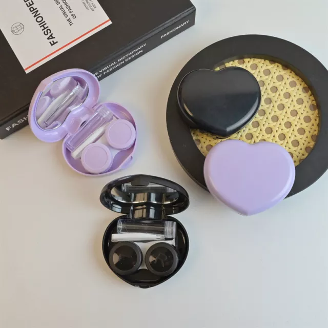 Purple Black Love Contact Lens Case Soft Tip Applicator Tweezer Storage Case