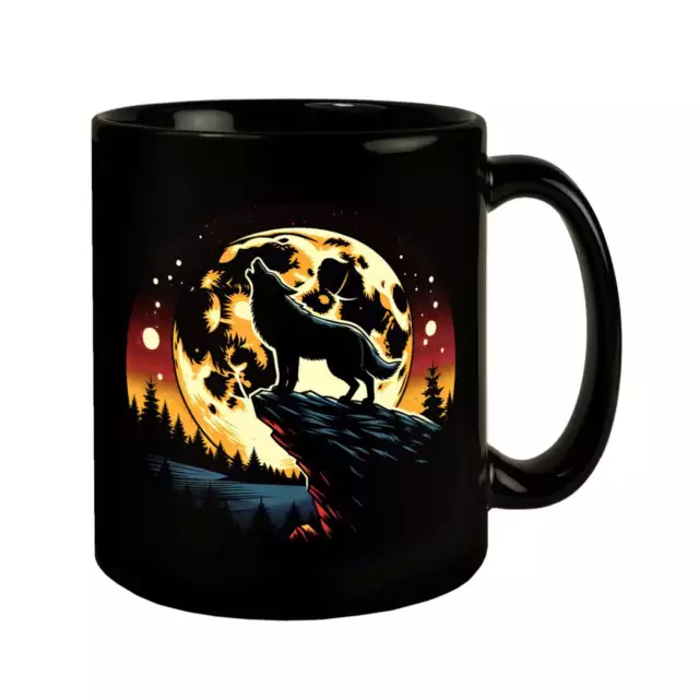 TASSE Heulender Wolf in der Nacht Spruch Keramik Kaffeebecher Geschenk Becher