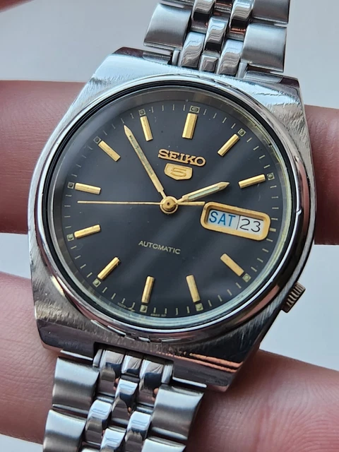 Orologio Vintage 1996, NERO, SEIKO 5, Uomo Automatico Giorno/Data 7009-3040