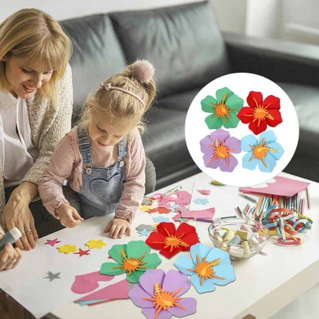 4 piezas Habitación Infantil Decorativa Flores Arte Mural Decoraciones (rojo, azul,