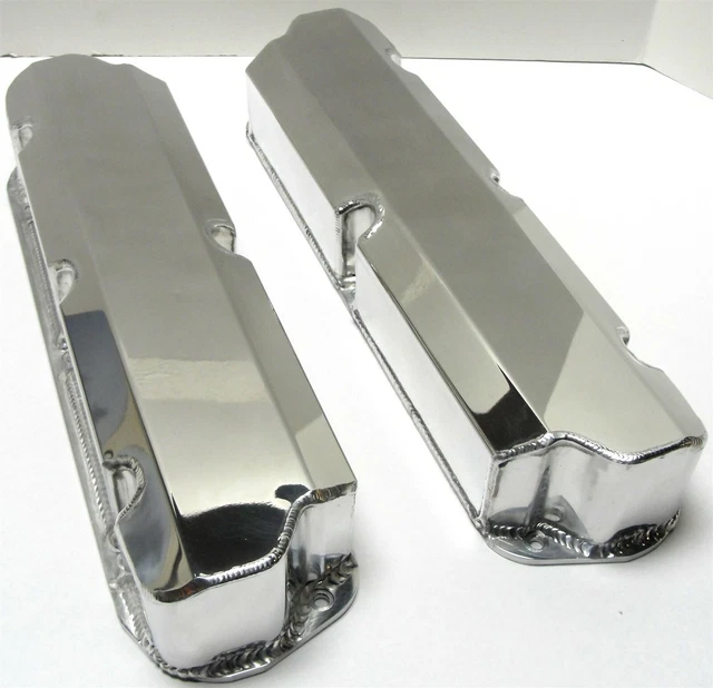 POLISHED FORD 289 302 351W Fabricated Valve Covers No Hole Short Bolt