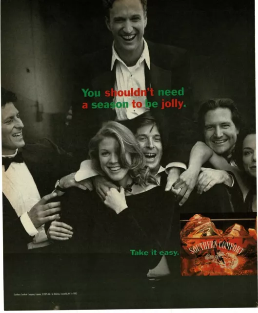1994 SOUTHERN COMFORT Whiskey don't need a season to be jolly Vintage Print Ad