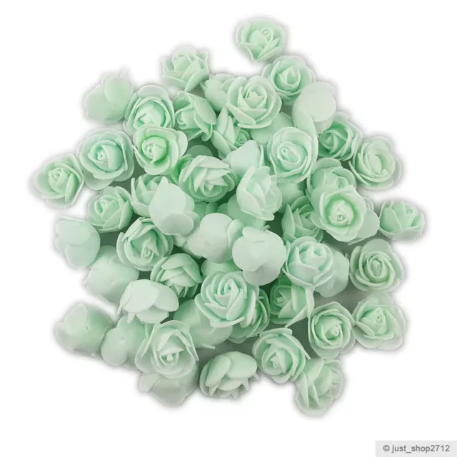 25/50 Schaumrosen RosenKöpfe Foamrosen Kunstrose Hochzeit Mintgrün Grün Ø 3cm