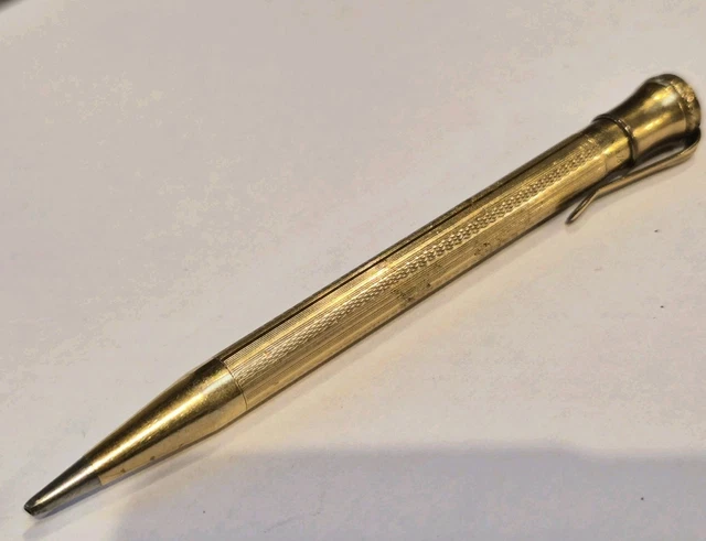 Stylo Porte-mines Vintage EDACOTO Des Années 1930, Style Art Déco, Métal Argenté, Orange, Occasion
