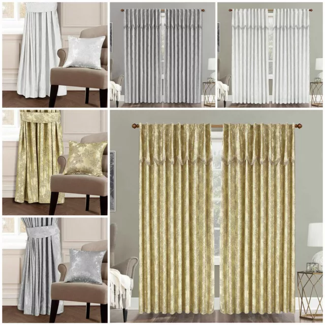 Luxury MAYA Curtains Pairs Fully Lined Pencil Pleat Luxury Jacquard Ready-Made*
