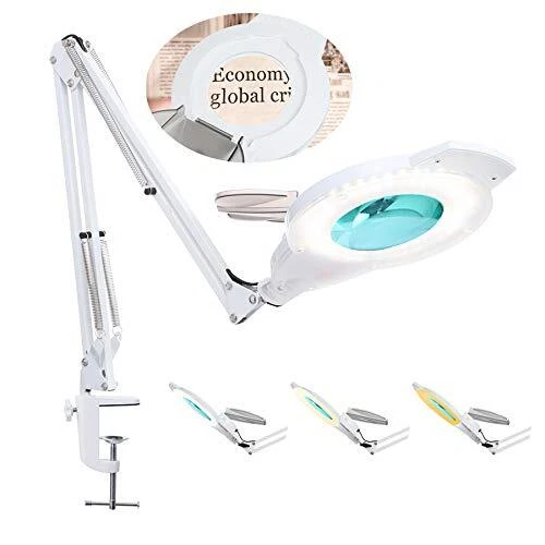LED Magnifying Lamp with Clamp, KIRKAS 3 Color Modes and 2,200 Lumens Steples...