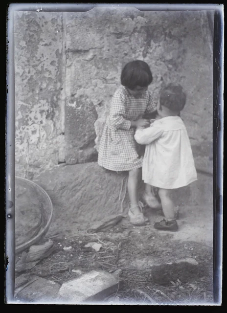 FRANCE Family Children c1930 Amateur Photo n2 NEGATIVE Glass Plate Vintage