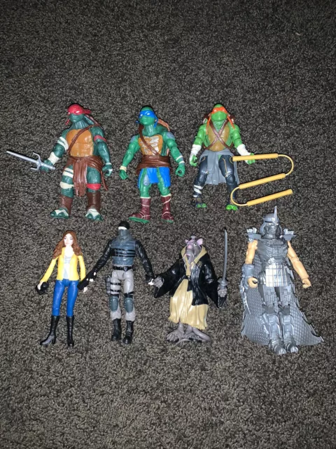 TEENAGE MUTANT NINJA TURTLES • 2014 Action Figures Playmates TMNT Movie Lot of 7