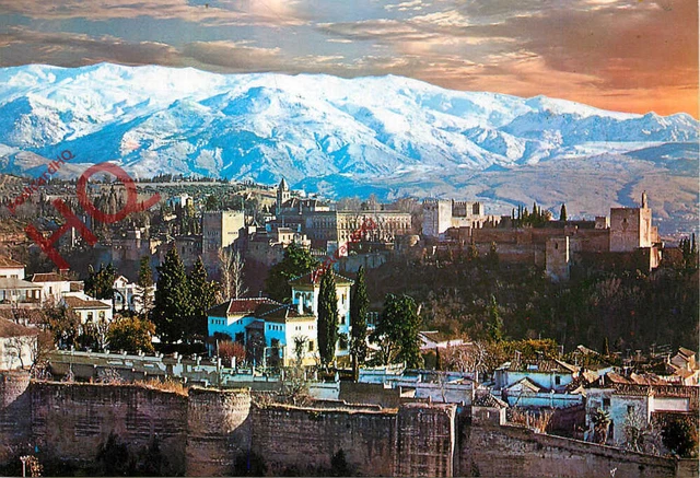 Picture Postcard:-Granada, Vista General De La Alhambra Y Sierra Nevada