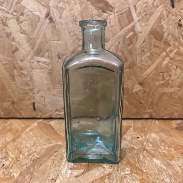 Vintage Square Green Glass Apothecary Medicine Chemist Bottle 13.5cm