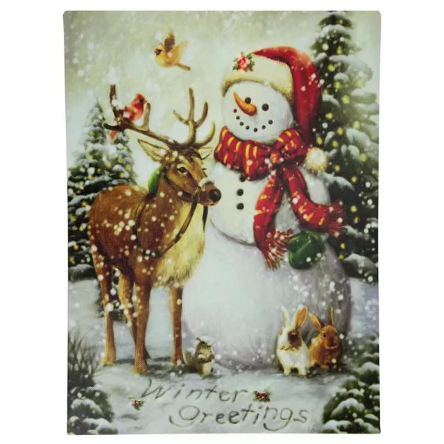 Northlight LED Lighted Vintage Inspired Snowman and Bird Friends Christmas Ca...