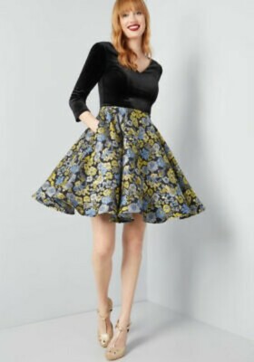 ModCloth Liza Luxe 2X Cordially Delighted Velvet Brocade Dress New