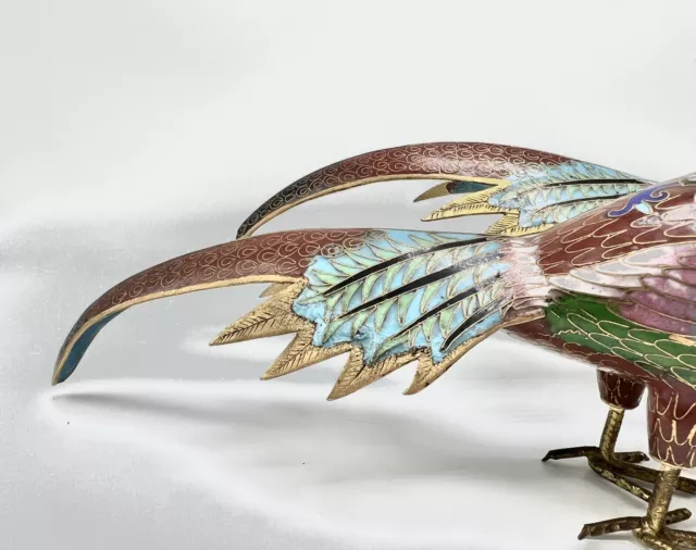 Pair of Early 20th Century Chinese Cloisonne Enamel Bird Figures 3