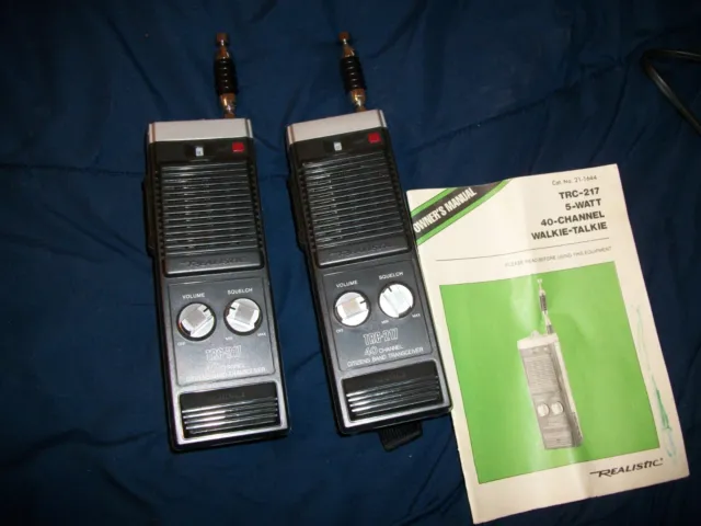 (2) 1985 TRC-217 5-Watt 40 Channel CB Transceiver Handheld Radio Walkie Talkies