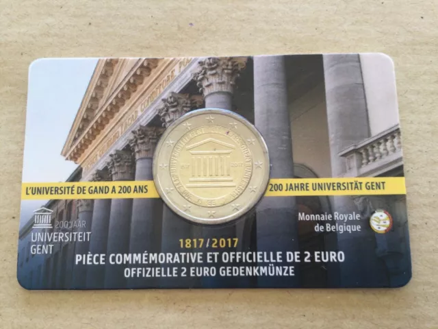 Coincard 2 euros commémorative BELGIQUE 2017 - 200 ans Université de GENT - UNC