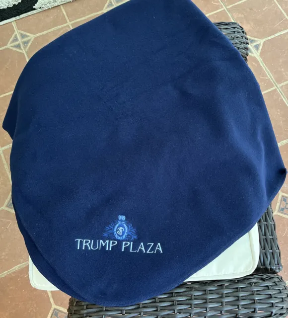 Trump Plaza Casino Atlantic City Embroidered Logo Fleece Throw Blanket Vintage