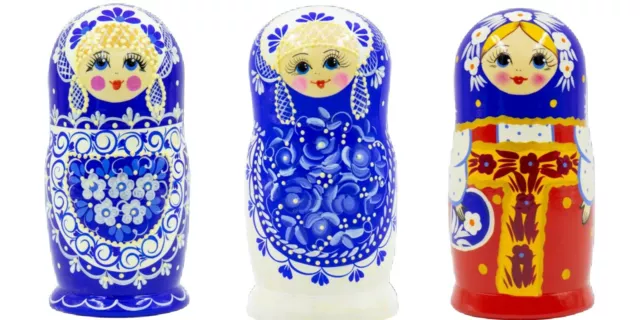 Russische Matroschka Matrjoschka  Holzpuppe 5 Puppen Babuschka Матрешка 5 кукол