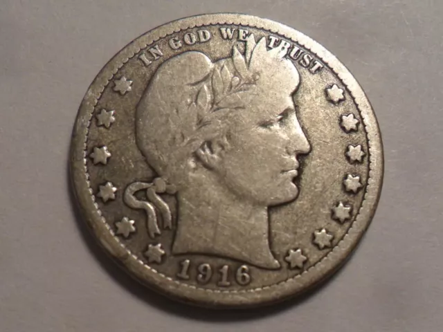 1916-D Nice "Better Date/Mm" Barber 90% Silver Quarter Low Mintage 6,540,800!!!!