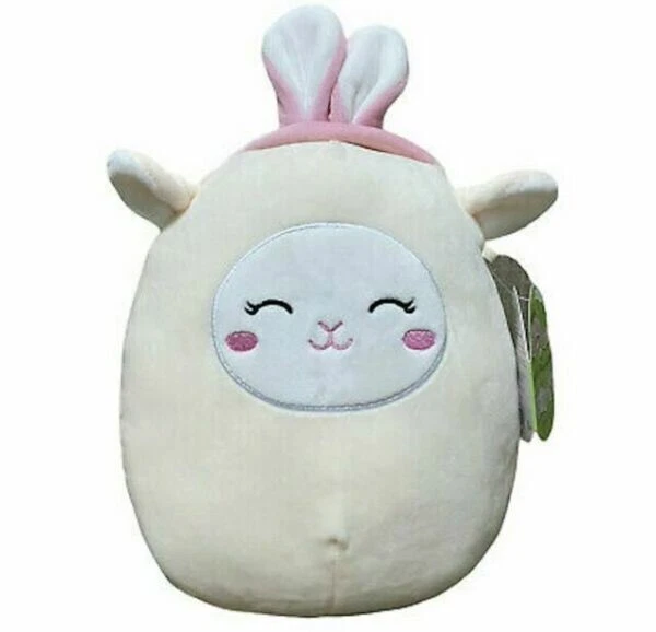 NEW SQUISHMALLOW 8& Sophie White Lamb with Pink Bunny Ears Easter Plush