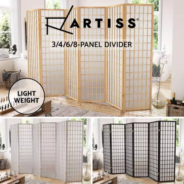 Artiss 3/4/6/8 Panel Room Divider Privacy Screen Wooden Divider Timber White