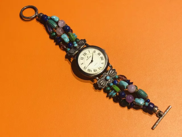 Peyote Bird Designs Turquoise Semiprecious Beads Women’s Bracelet Watch