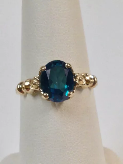 Natural Caribbean Topaz Ring Solid 14kt Yellow Gold