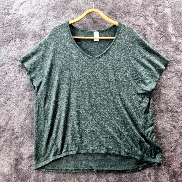 ANKO Womens Top Size 14 Green Stretch Knit Short Sleeve Round Neck Casual Ladies