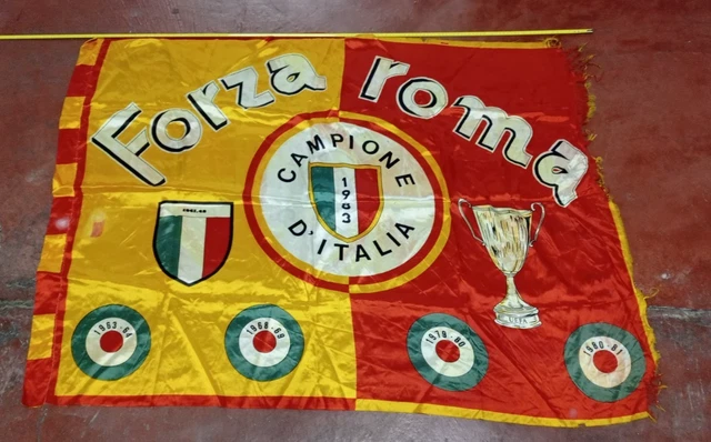 VECCHIA BANDIERA VINTAGE As Roma Campione D'italia Scudetto Ultras Flag ...