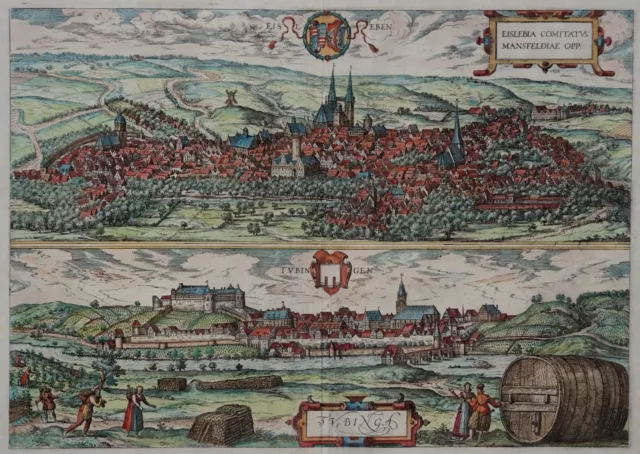 Eisleben - Tübingen - Braun und Hogenberg - Original von 1623 - View / map