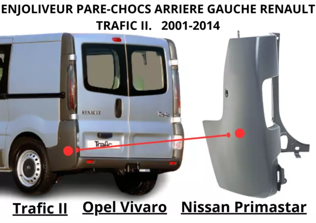 enjoliveur pare choc arriere gauche trafic 2 2001-2006 phase 1 L2