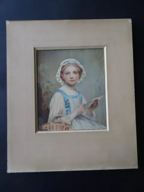 FRENCH SCHOOL 19thC - PORTRAIT OF A GIRL - SUPERB WATERCOLOR SIGN. CHAPLIN