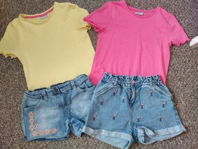 Pacchetto abiti da ragazza top Matalan e pantaloncini denim TU/Noce moscata 10-11 anni