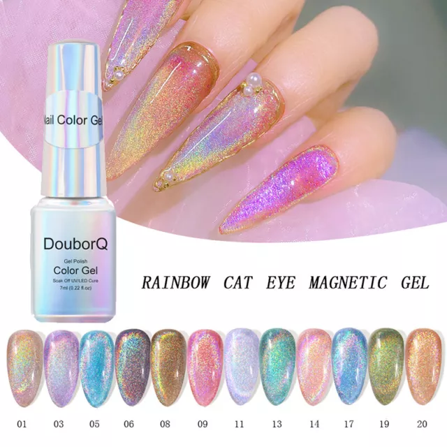 Vernis À Ongles Arc-En-Ciel Œil De Chat Gel Uv Laser Vernis Magnétique #