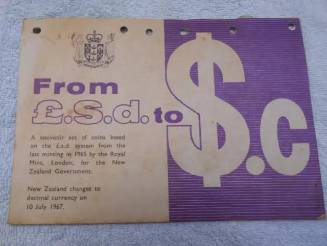 #D623. New Zealand 1965 Last Pre-Decimal  Coin  Mint  Set - Folder Damage 2