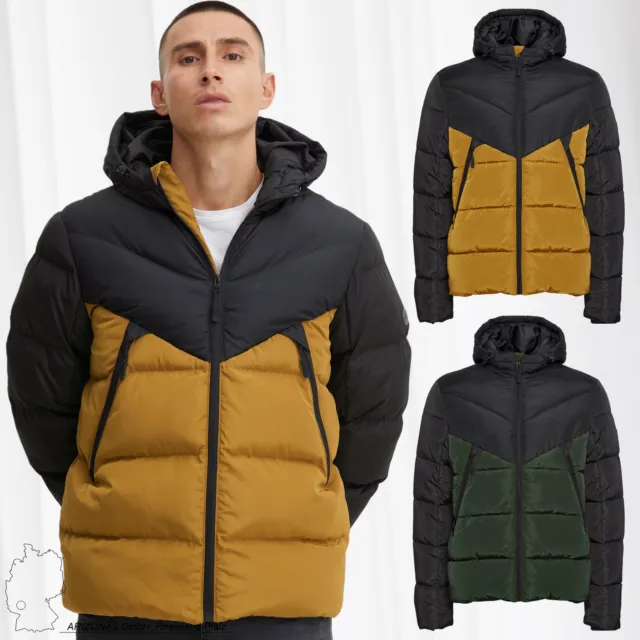Men BLEND Warm Lined Winter Jacket Puffer Detachable Hooded Quilted Parka
