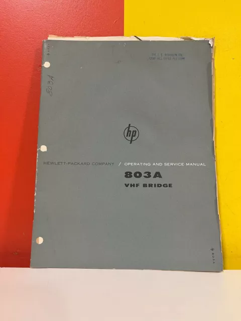 HP 00205-2 803A VHF Brigde Operating & Service Manual