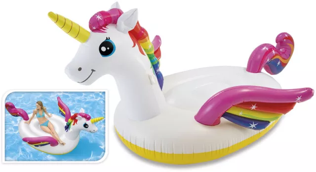 Intex Inflatable Giant Unicorn 2 Person Ride On Beach Toy Swimming Pool Float