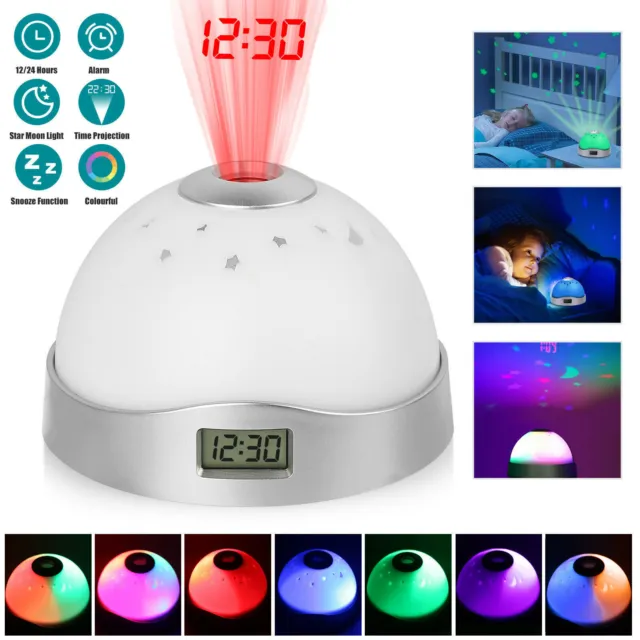7 Color LED Changing Digital Snooze Alarm Clock With Time Projector Night Light