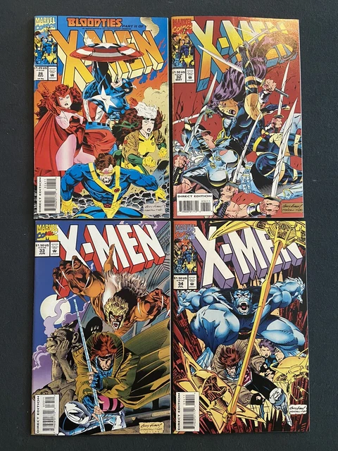 X-Men #26 #32 #33 #34 (4 Comic Lot / 1993) Marvel Comics Andy Kubert Art