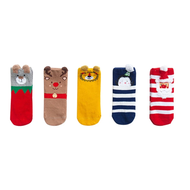 5 Pairs Natale Calzini Bambino Santa in Inverno I Calzini
