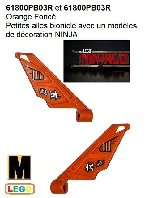 LEGO -  2 Petites Ailes , NINJAGO - 61800PB03L et 61800PB03R Orange Foncé