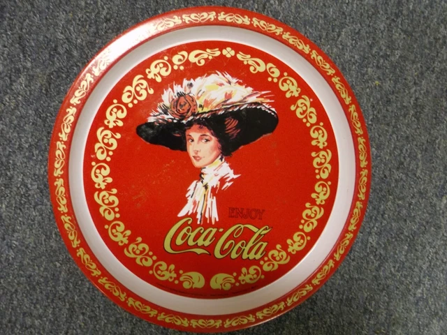 Vintage Coca Cola Metal Serving Tray 12" Size Enjoy Coke 1982 Ornamental Design