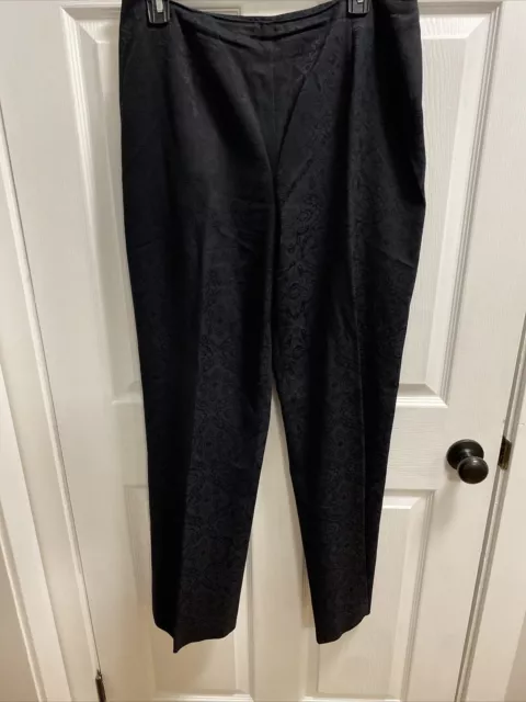 Jones New York Sz 12 Black Brocade Cotton Blend dress pants 32” Inseam