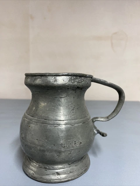Pewter vintage Victorian antique footed half pint tankard mug
