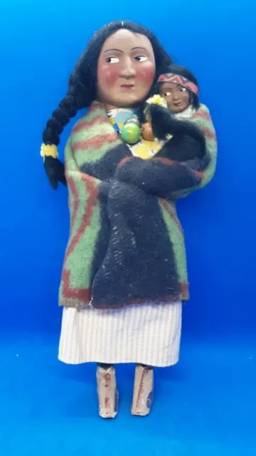 Rare 1930'S Skookum Doll, Mother & Child Indian. 11" Claremont,Calif