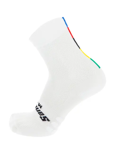 Official UCI World Champion High Profile Socks White by Santini