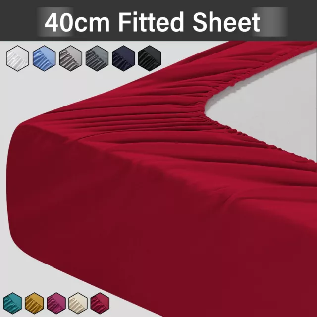 Extra Deep 40 cm Fitted Sheet Full Bed Sheets Single Double King Super King Size