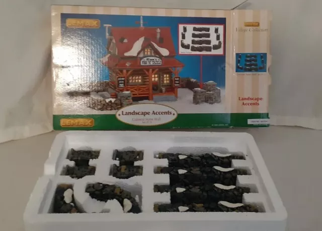 Lemax Colonial Stone Wall Village Collection Set of 10 Poly Resin 1999